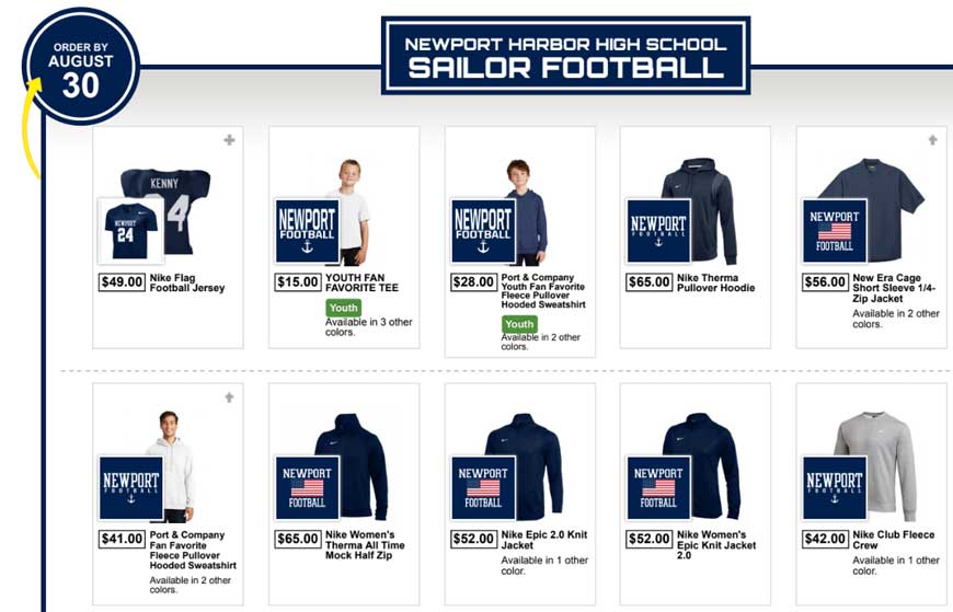 Newport Football SWAG Flash Store- order by Monday Aug 30th
